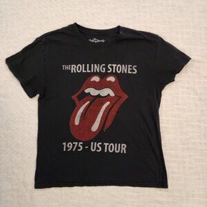 Vintage M Med The  Rolling Stones 1975 US Tour Black Cotton Tee-Shirt A284